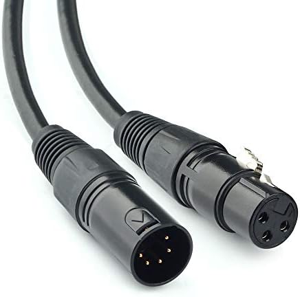 SiYear 3 Pin XLR Женски-5 Pin XLR Мъжки аудио кабел за Микрофон DMX Stage Light Оздравителни, Кабел-адаптер XLR3Fto XLR5M, 12 см / 2 опаковки