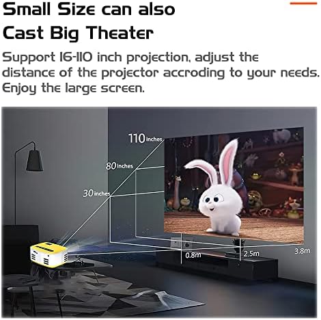 Мини проектор Fuegobird 2022 Обновен видео проектор, Мултимедиен филм проектор за домашно кино, Поддръжка на HD