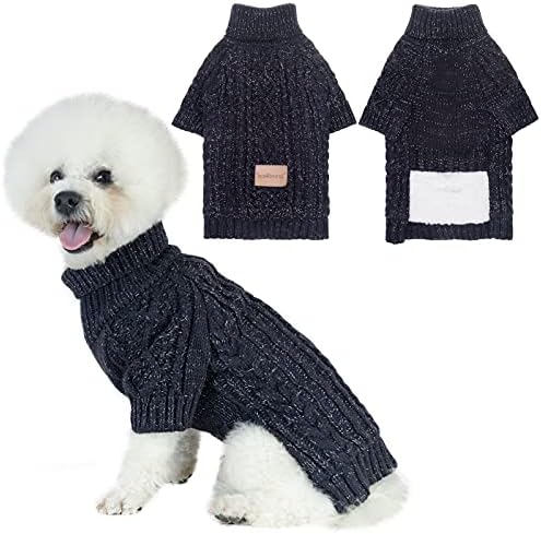 КИНОДРАМАТУРГИЯ Пуловер за кучета с отвор за каишка - Crochet Пуловери с високо воротом за малки до Средни Кучета, Палто