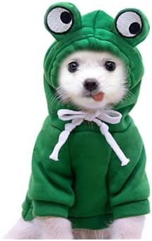 Frieyss Скъпа Зелена Hoody с качулка за Кучета, Костюм, мек вълнен плат Пуловер за Кучета, Палто за малки Кученца, Топли Дрехи за Кучета (Зелен, Голям)