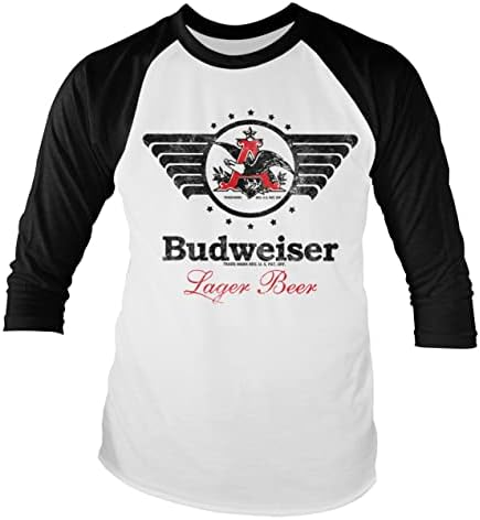 Официално лицензирана Реколта бейзболна фланелка Budweiser Орел с дълъг ръкав (бяло-черно)