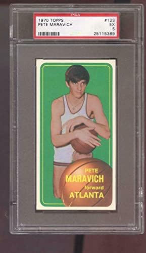 1970-71 Баскетболно карта Topps 123 Пита Маравича, начинаещ RC PSA 5 - та категория 1970 - Баскетболни карта,