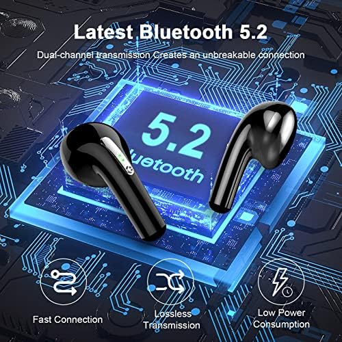 Безжични слушалки в ушите, Слушалки, Bluetooth 5.2 Bluetooth-Втулки, Дълбоки Бас Безжични Слушалки в ушите с шумопотискане,