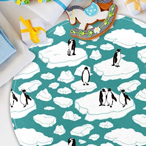 HEOEH Мультяшные Пингвини и Модел на Морския Лед, Нескользящий Мат 15,7 Кръгла Мат, Килими, Постелки за Детска Спалня, Детска