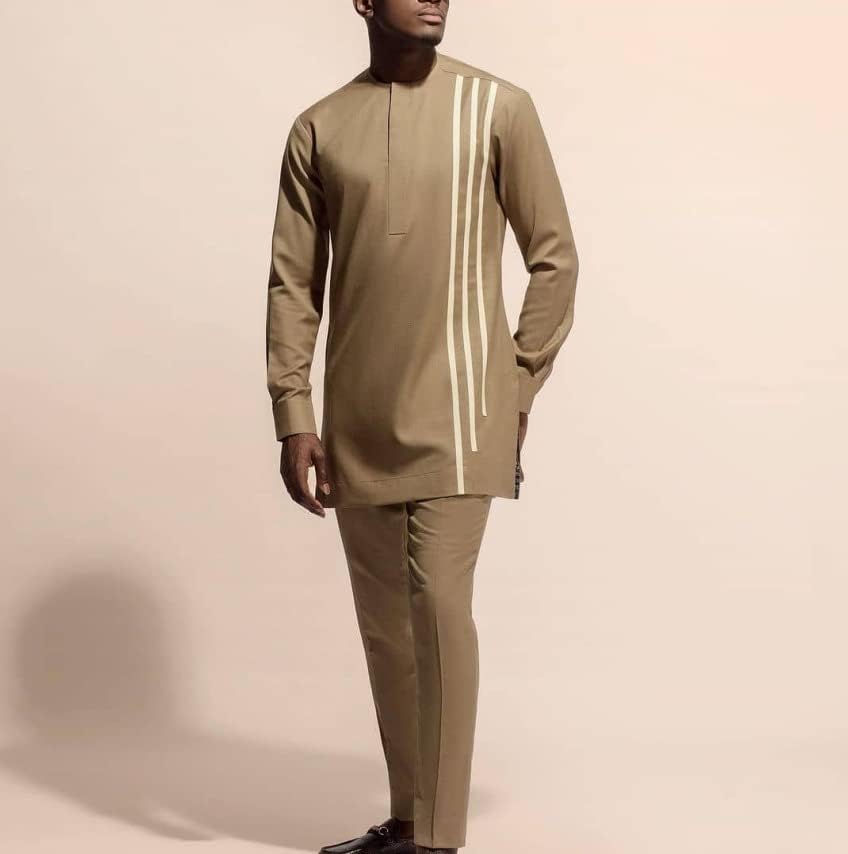 Африканска Облекло за Мъже Пролет Есен Африкански Мъжки Комплекти от Полиестер с Дълъг Ръкав от Две части Топ и Панталон Африкански