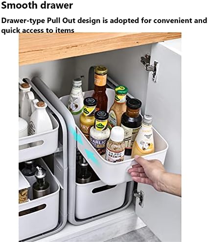 WOGQX 2-Ниво Чекмеджето Под мивката, Чекмеджето за съхранение, Рафтове За Съхранение В Банята и Кухнята,