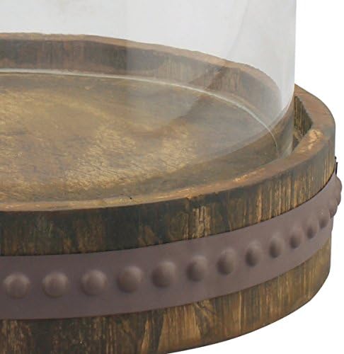 9-Инчов Купольное украса от прозрачно стъкло Stonebriar с дървена основа в селски стил, Антични Стъклен Купол-Звънец,