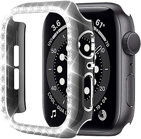 ANKANG калъф с кристали и диаманти за Apple Watch 7 6 se 40 мм 44 мм 41 мм 45 мм iWatch Series 5 3 38 мм 42 мм Защитни Капаци за Дамски Аксесоари (Цвят: 10 мм Златна закопчалка размер: 44 mm)