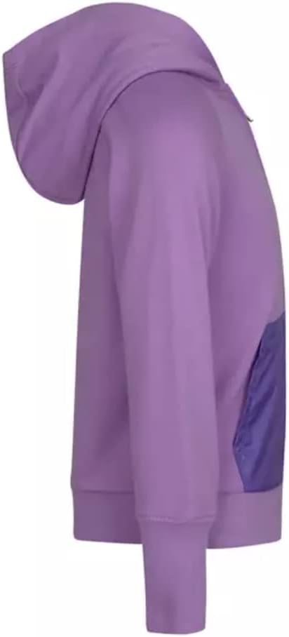 Лека лилаво модни hoody Nike Little Girl с цип, переливающийся Метален логото на Nike Swoosh, Сатен предните джобове