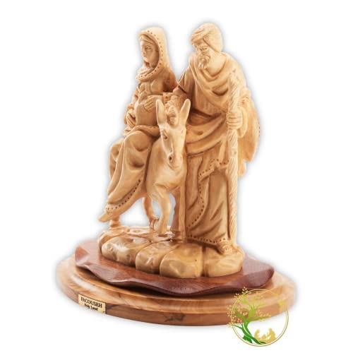 Статуетка на Пътуването на бременната Мария и Йосиф във Витлеем | Статуетка ръчно изработени от маслиново дърво, Изработена
