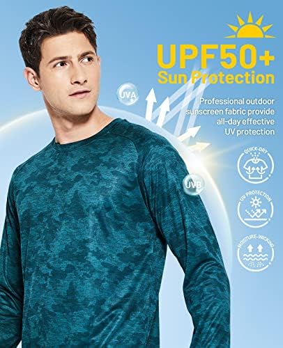 Мъжки Слънчеви Ризи MIER UPF 50+, бързо съхнещи UV-Ризи С дълъг ръкав, Леки Тениски За Предпазване От Акне,