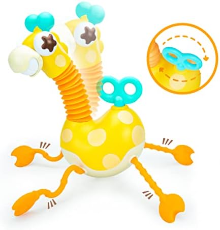 CCYYZZ Играчка Монтесори за малки деца 12-36 месеца, Допир играчка за деца на 1 година, Надуваеми Тръбички с жирафа,