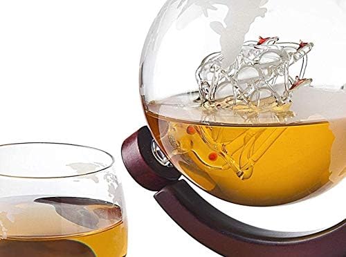 Набор от графинов за уиски OriginalClub Globe 4 Бокалами за уиски във формата на Глобус с Надпис - за алкохол, лепенката,