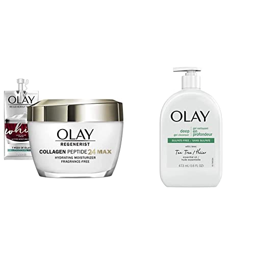 Хидратиращ крем за лице, Olay Collagen Peptide MAX с Дълбоко Почистващ гел от Чаено дърво