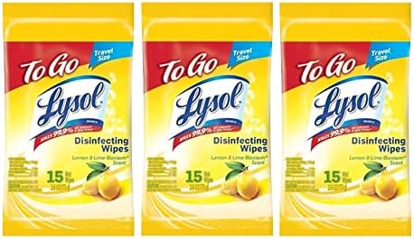 Дезинфектанти, салфетки Lysol - С лимон и Вар цвят На опаковката 15 карата. (Опаковка от 3 броя)
