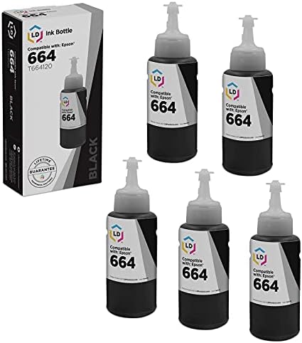 LD Products Съвместими замяна чернильного флакон за Epson 664 T664120 High Yield (черен, 5 опаковки)