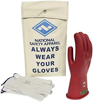 Националната защитно облекло Класа 00 Комплект Червени Гумени ръкавици, изолиращи напрежение, с кожени протекторами, Макс.