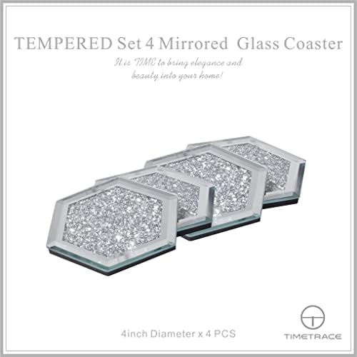 Комплект огледални на каботажните за раздавливания диаманти от закалено стъкло с 4 Чашечными подови изтривалки на разположение, Декоративна Поставка за вино (Hexa)