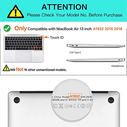 Капак на клавиатурата MOSISO, съвместима с MacBook Air 13 инча 2018 2019 година на издаване A1932 с Retina