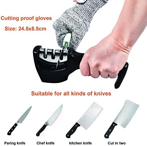 3-Степенна механична острилка за кухненски ножове 4 в 1, за ремонт, шлайфане и полиране на острието с една