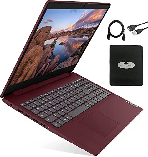 Най-новият бизнес компютър Lenovo 2021 Ideapad 3 15,6 лаптоп FHD, четириядрен процесор i5-1035G1 (Beat i7-8550U), 20 GB оперативна памет, 512 GB NVMe SSD диск, уеб камера, WiFi, HDMI, Windows 10, Червено с аксес