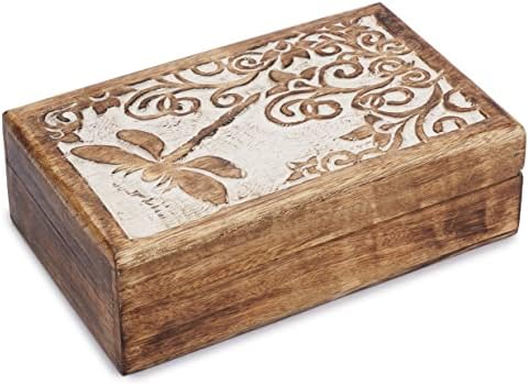 Дървена Декоративна Ковчег ръчно изработени Ajuny цвят Влечуги Бяло И кафяво - Комплексно Използване Като място За Съхранение на бижута, Бижута часа, чудесно За подар