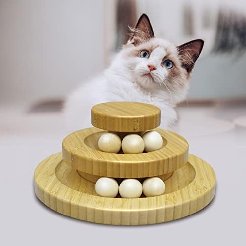Maedhao Double Cat Track Ball Играчки, Играчки за домашни любимци, на закрито, Устойчиви Органични Дървени Играчки