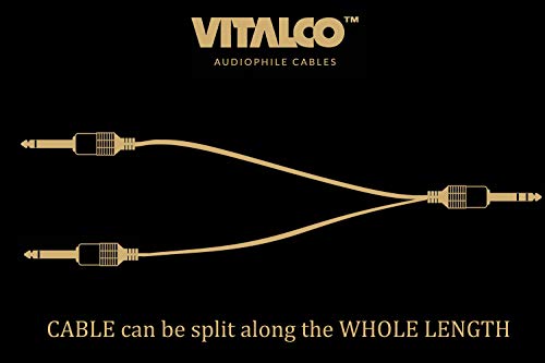 На 1/4-2X 1/4 Жак 1,5 м аудио кабел VITALCO 6,35 мм TRS Стерео щепсел за Twin TS Моно Кабел-вмъкване на Y-сплитер