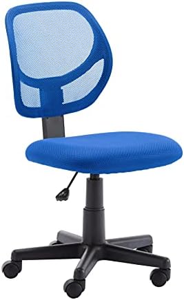 Офис стол Basics за компютърни задачи, с ниска облегалка и въртящи се колела - син