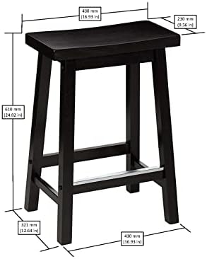 Столче за кухненски шкафове Basics с Седловидным седалка от масивно дърво - 2 комплекта, височина 24 инча, черен