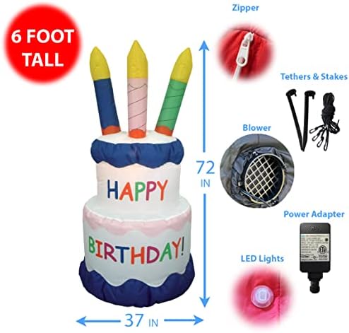 Комплект от две декорации за парти по случай рожден ден, включващ надуваема торта честит рожден ден на височина