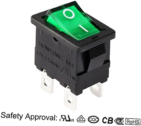 X-DREE DPST 4-пинов 2-позиционен зелен led превключвател за включване-изключване, посочени в UL AC 12A/125 В 10А/250 (DPST