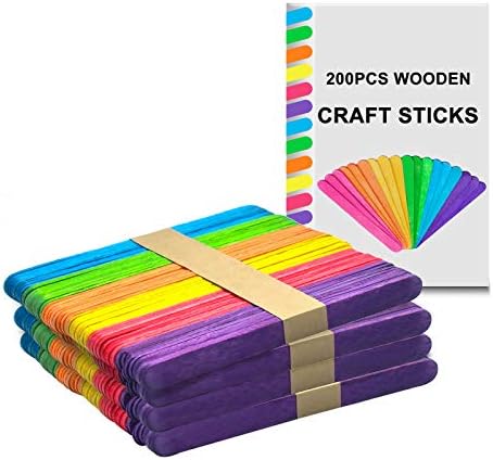 Цветни Дървени Пръчици за Бродерия, 200ШТ с Преливащи се цветове Дървени Пръчици за Popsicle | Детски занаяти