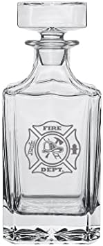 Пожарникар Логото на Противопожарната служба Гарафа За Уиски Със Стъклена Запушалка Потребителски Подарък За Мъже Татко Ветеран