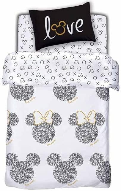 Комплект спално бельо Minnie Mouse Love You от памук за детско креватче за деца, 3 бр. (чаршаф, калъфка