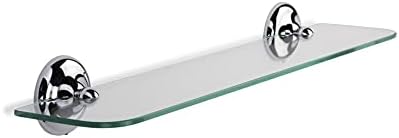 Стъклена етажерка за баня Croydex Grosvenor Flexi-Fix Easy Fit с винтове или лепило, 3.1 инча x 23,2 инча x 4,9 инча, Хром