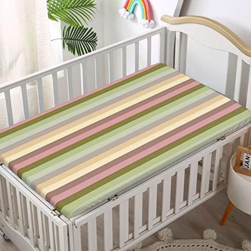 Чаршаф за детски легла в ивица, Стандартен Чаршаф за матрак за бебешко креватче, Меки и Дишащи Кърпи -Бебешки