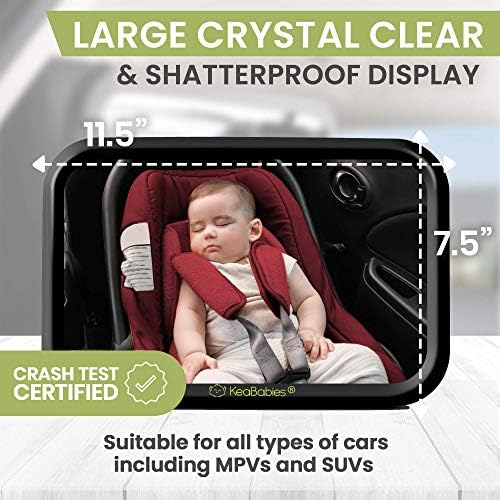 KeaBabies Голямо Детско Автомобилно Огледало и Калъфи за столчета за автомобил, за бебета - Сигурно Небьющееся Огледало за детски