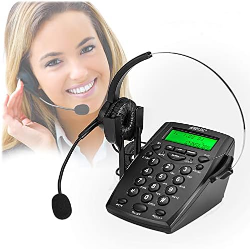 Комплект телефонни слушалки AGPTEK Call Center Dialpad Headset с Бинауральной Слушалки Слушалки с 4-контактна кристална