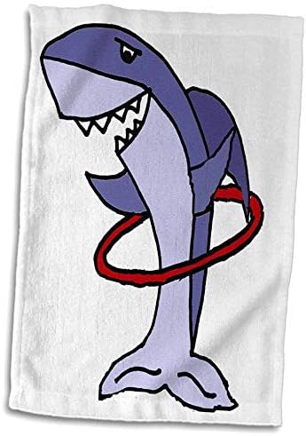 3dRose Сладко Забавно Акула, която Свири в Плажен карикатура с Хула-Хупом - Кърпи (twl-287951-3)