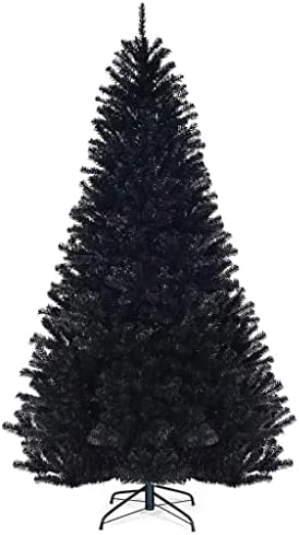 n/ a 7,5-Подножието Навесная Изкуствена Коледна Елха на Хелоуин, Пълна с коледно Дърво С Метална Стойка Черен Цвят