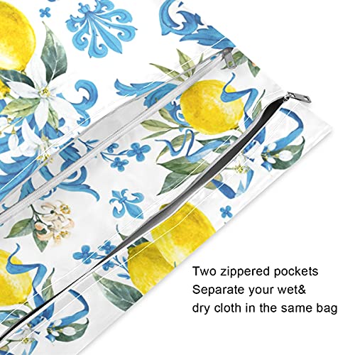чанта за влажни сушене xigua Lemons, 2 опаковки, Водоустойчив Подвесная Тъканно Чанта-Органайзер за Пелени с Два джоба