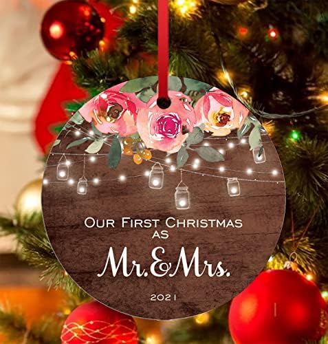 Първите Коледни Сватбена украса 2021 Година Ни е Първата Коледа като г-н и г-жа Сватбени Декорации за Двойки Забавни