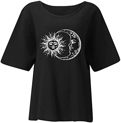 Женска Тениска С Къс ръкав и V-образно деколте, Тениска с изображение на Слънце, Ежедневни Тениска За момичета, Топ,