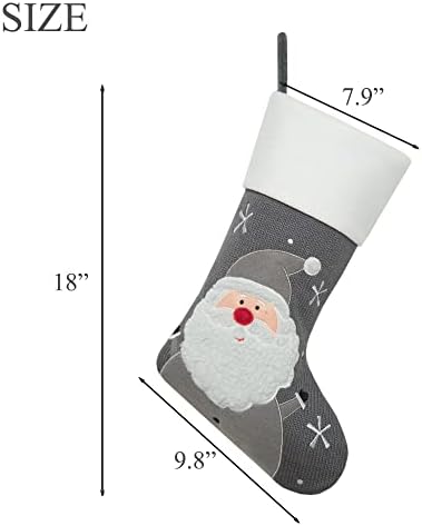 Jiulixiang Комплект Сиви Коледни Чорапи, 4 Опаковки, Възли Коледни Чорапи, Окачени Чорапи с Сантой, Снеговиком, на Северните