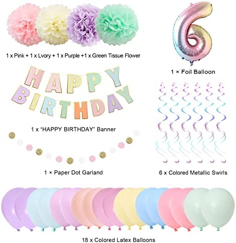 Украса на 6-тия рожден Ден за Момичета и Момчета, 40-Инчов Модел Градиентный Балон с номер 6, Балон, на 6-ия