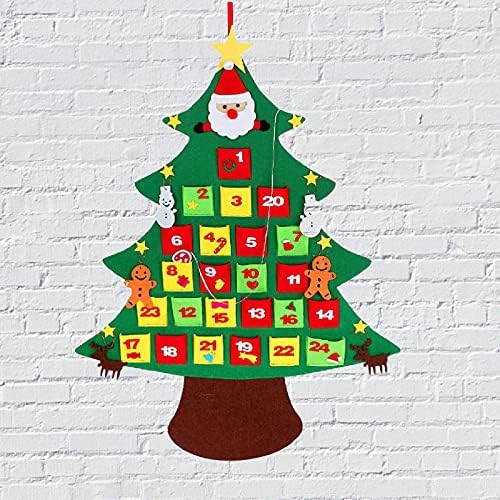 Домашен Коледен Адвент-Календар си САМ Стенен Календар за Обратно броене до Коледа с Джобове Домашен Коледен Декор