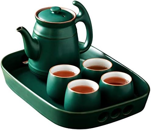 PDGJG Ceramics Пътен Чай Кунг-фу Със Защита от печенето, Бърза Чаша, Една Кана и Четири Чаши, Керамичен Чайник
