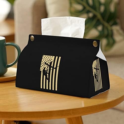 Линеен Играч На Американски Флаг Изкуствена Кожа Кутия За Салфетки Притежателя Хартиена Кърпа Чанта За Съхранение