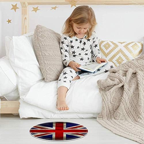 HEOEH Великобритания Флаг на Великобритания, Нескользящий Мат 15,7Кръгла Мат Килими за Детска Спалня Детска Стая, Детска Игрална